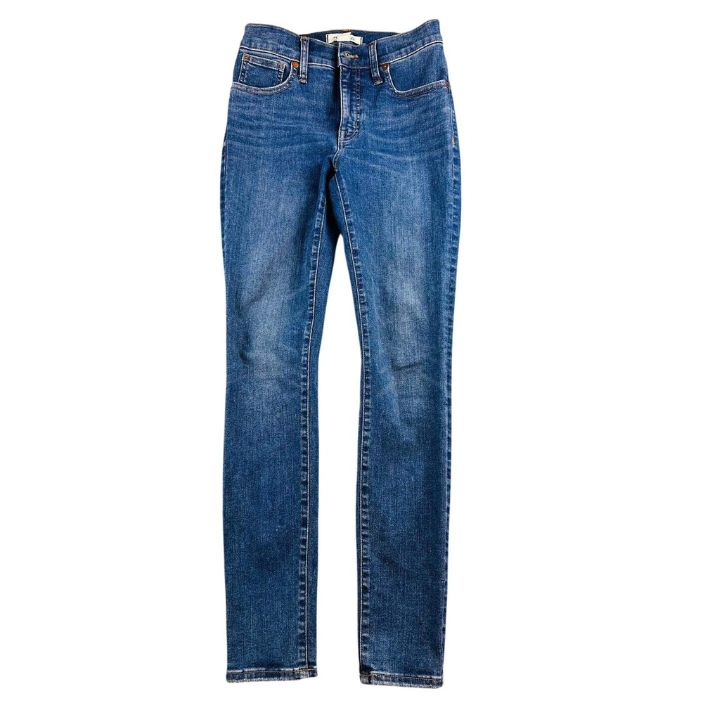 Madewell Jeans Women 25 Blue 9" Mid-Rise Skinny Stretch Denim Distressed Hem